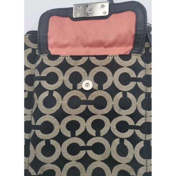 COACH Signature Kristen Canvas Black Gray Crossbody Handbag Silver Hardware - Picture 11 of 12